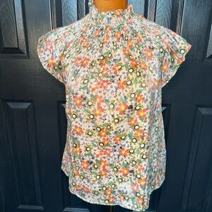 Moodie Smocked Top Flutter Sleeves M